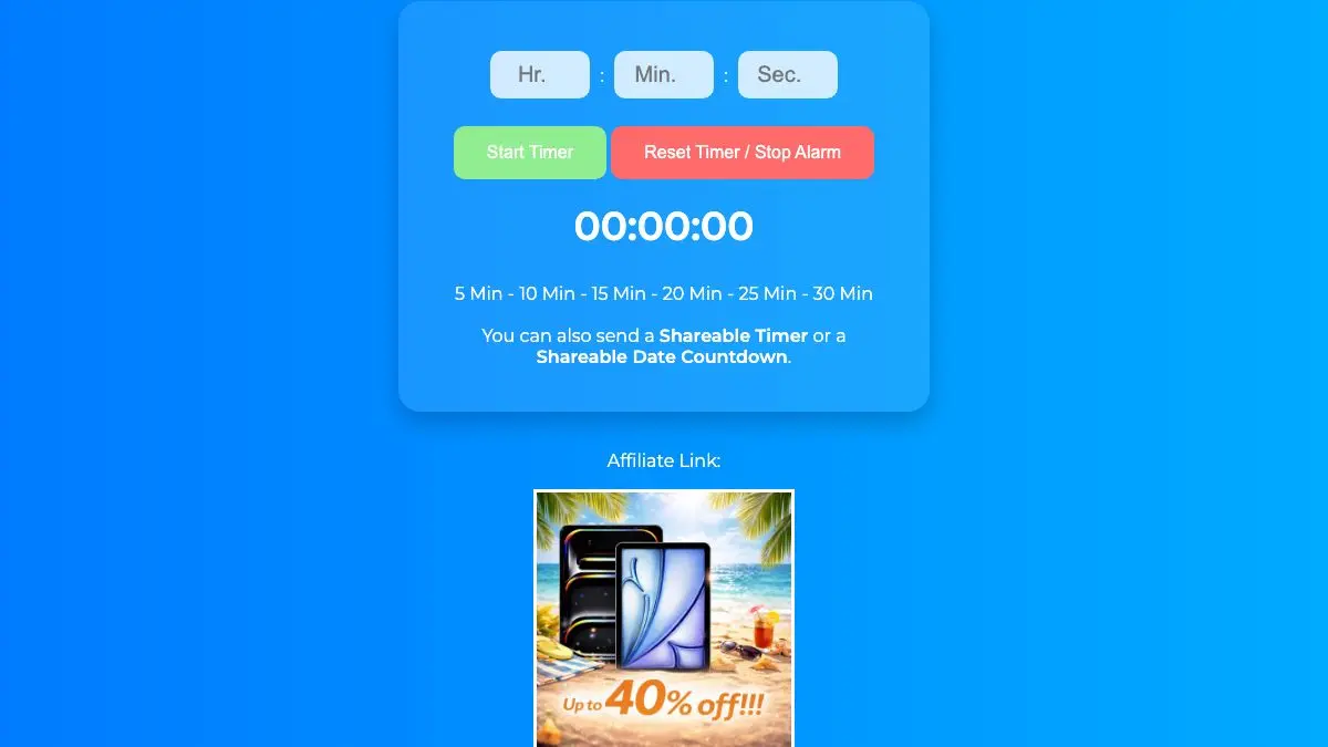 Screenshot of AdjustableTimer
