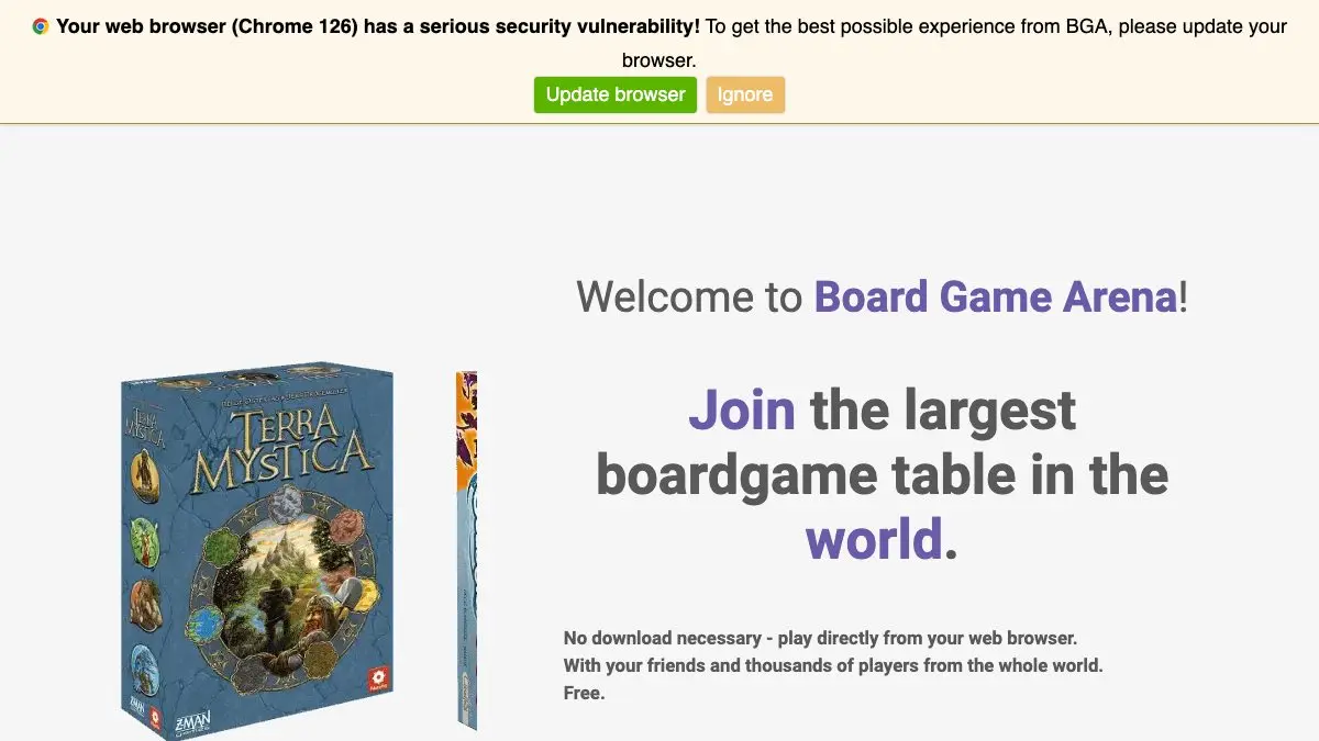 Screenshot of Board Game Arena