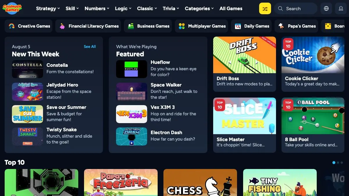 Screenshot of Cool Math Games