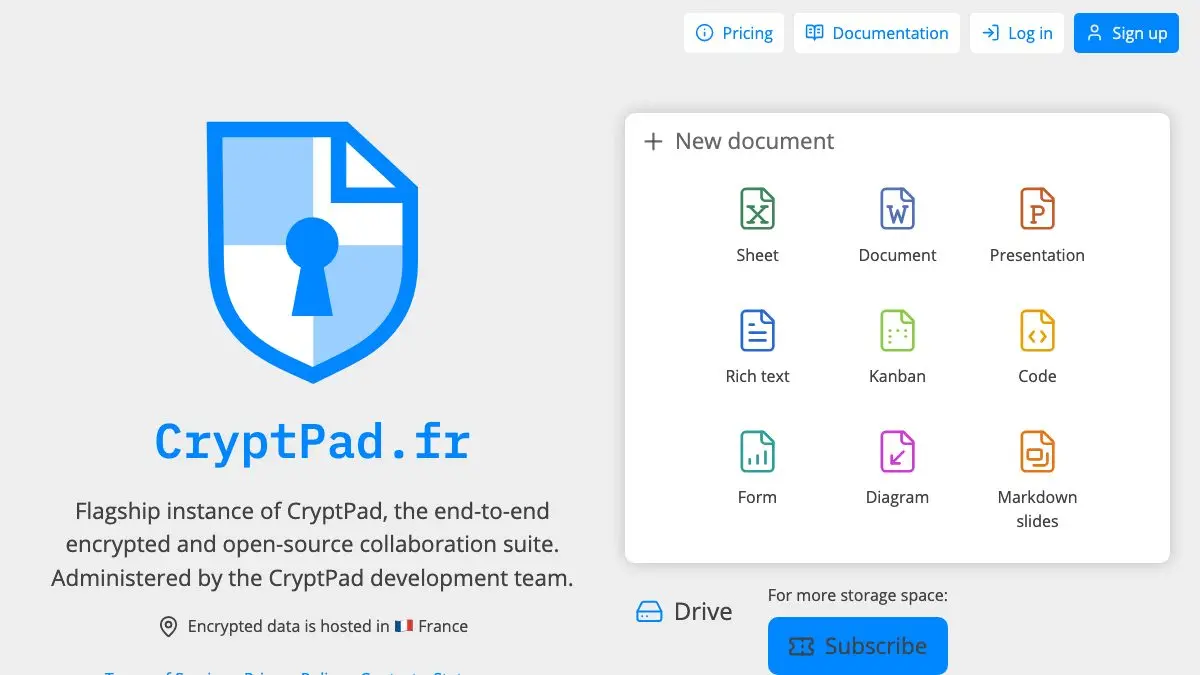 Screenshot of CryptPad