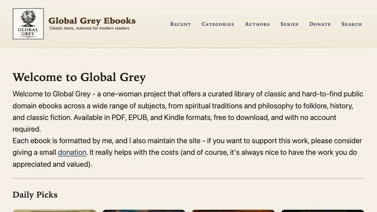 Screenshot of Global Grey eBooks
