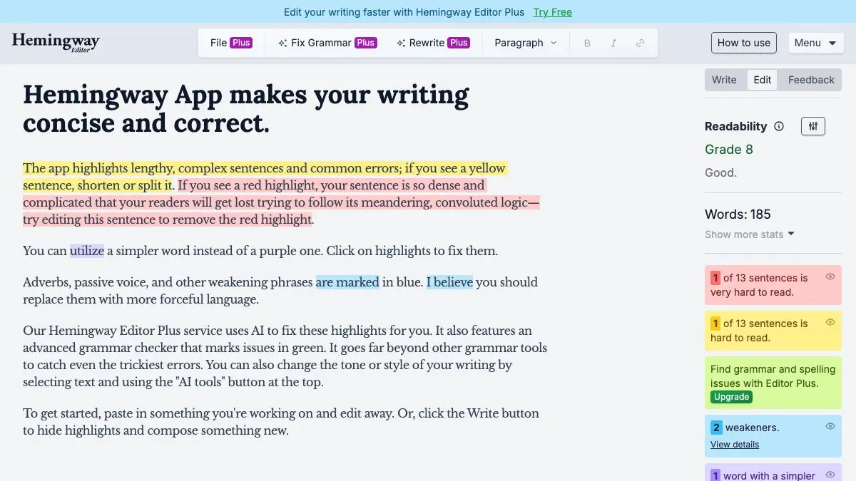 Screenshot of Hemingway Editor