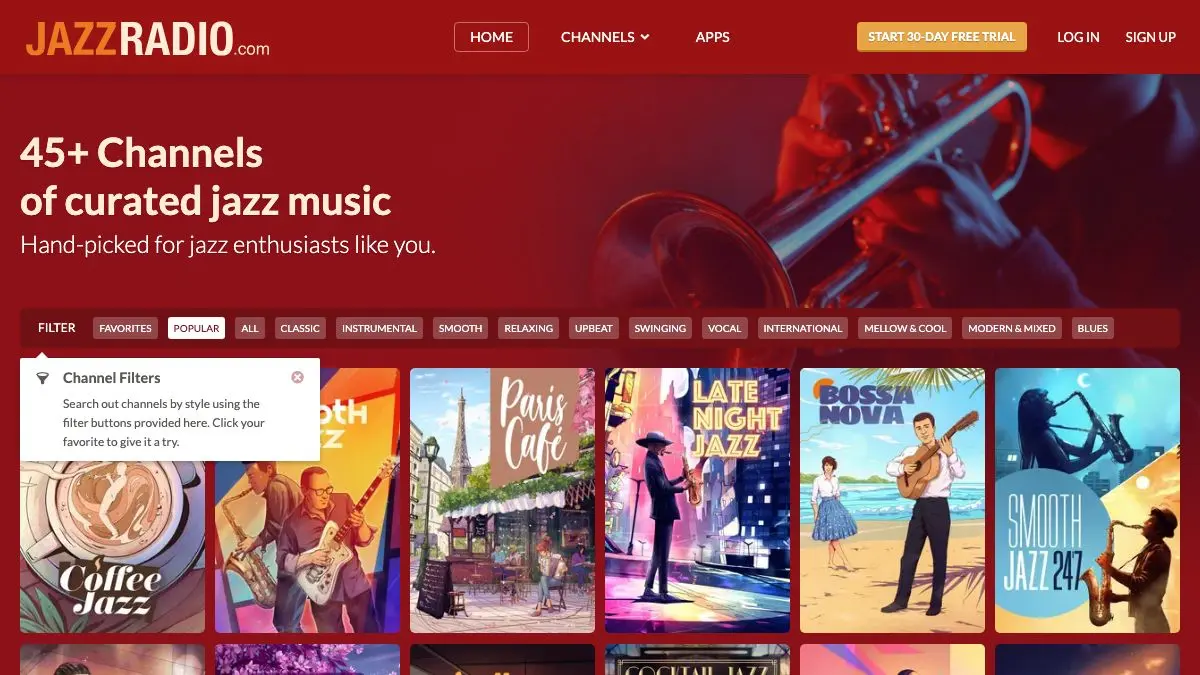 Screenshot of JAZZRADIO