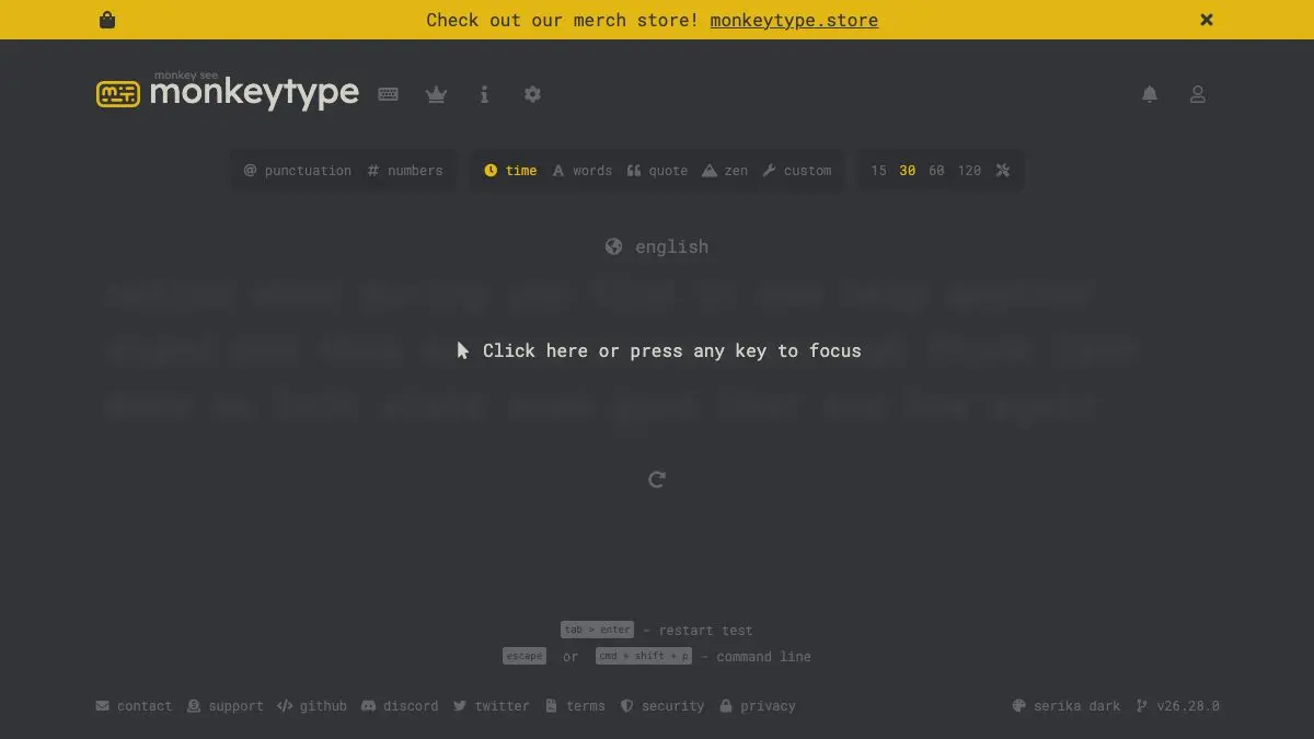 Screenshot of Monkeytype
