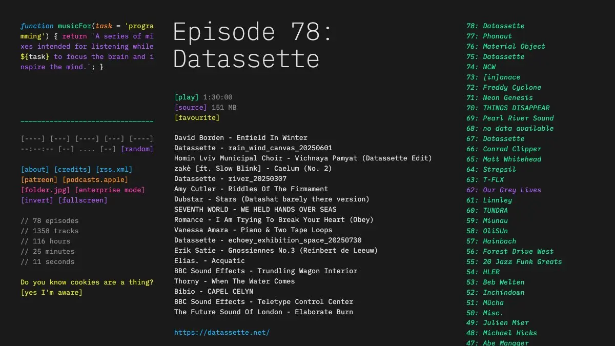 Screenshot of musicForProgramming
