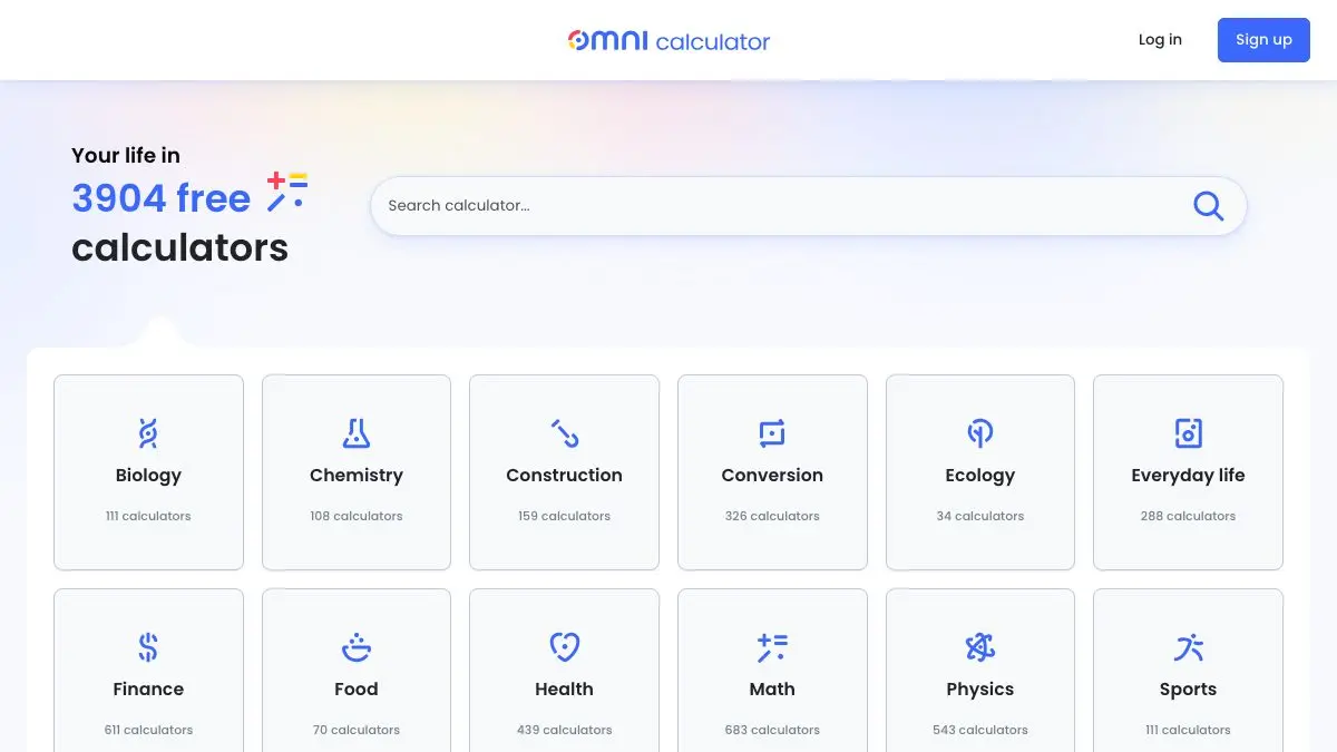 Screenshot of Omni Calculator