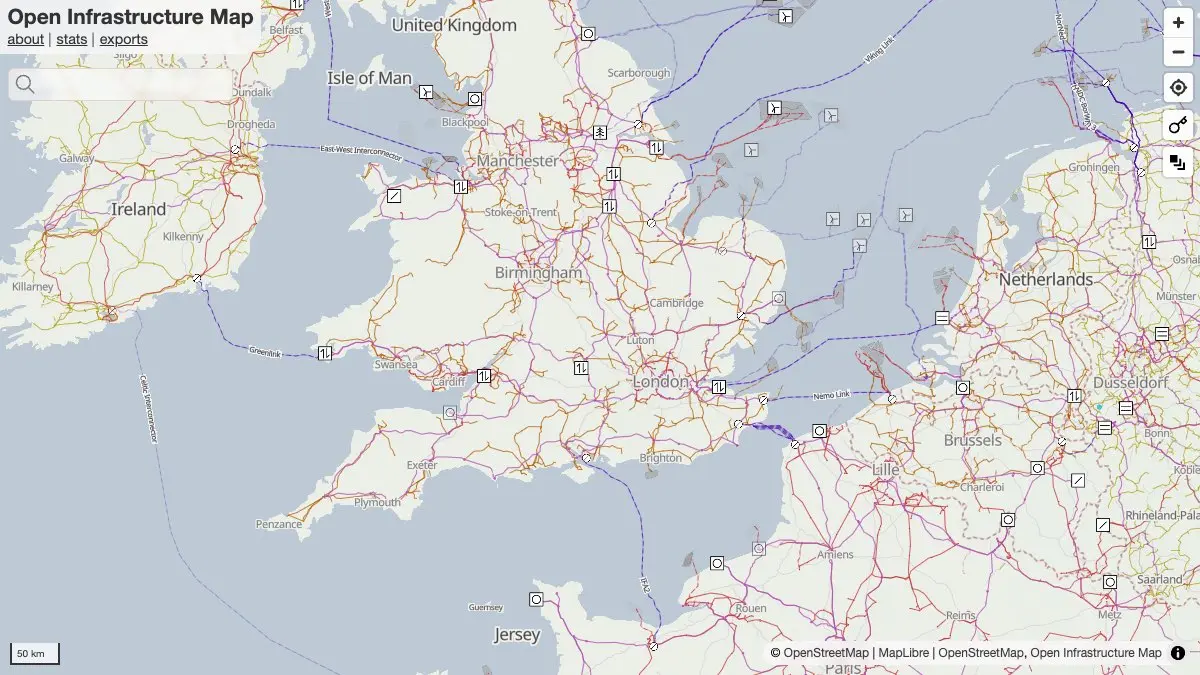 Screenshot of Open Infrastructure Map