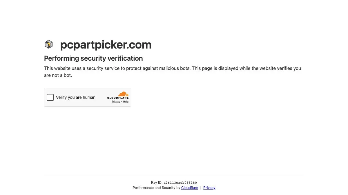 Screenshot of PCPartPicker