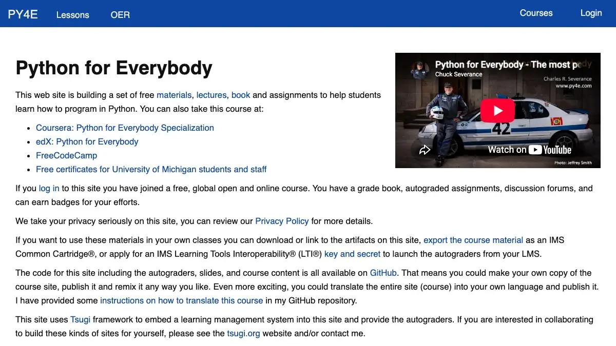 Screenshot of Python for Everybody