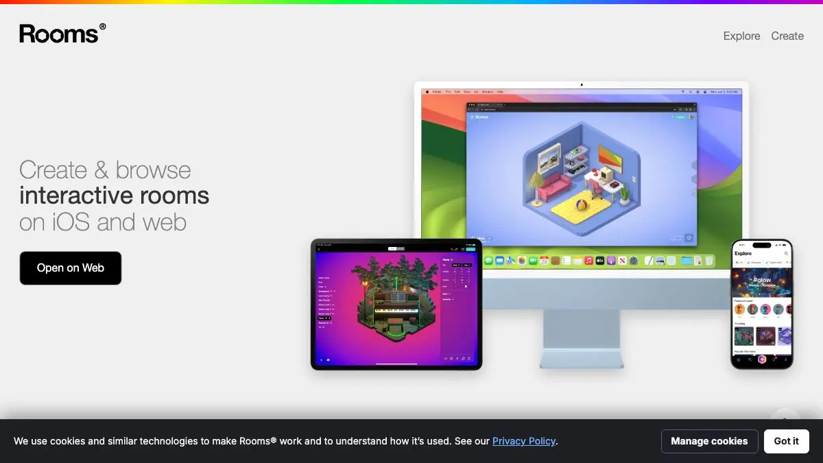 Screenshot of Rooms.xyz