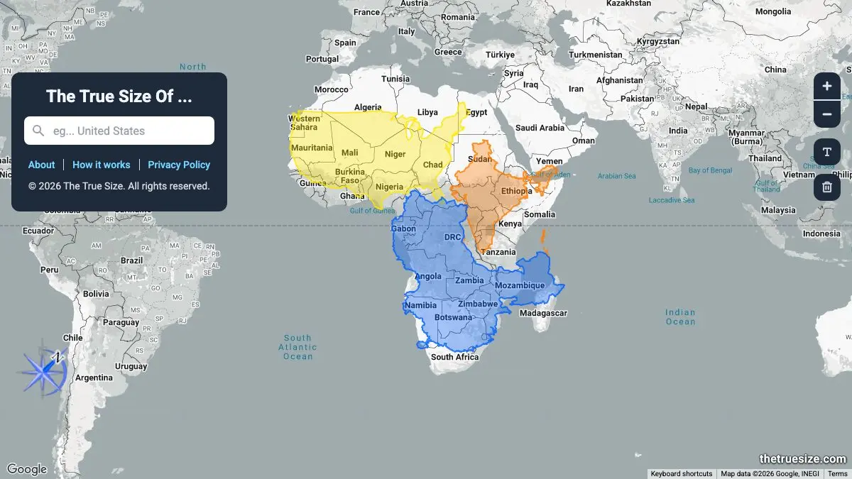 Screenshot of The True Size Of