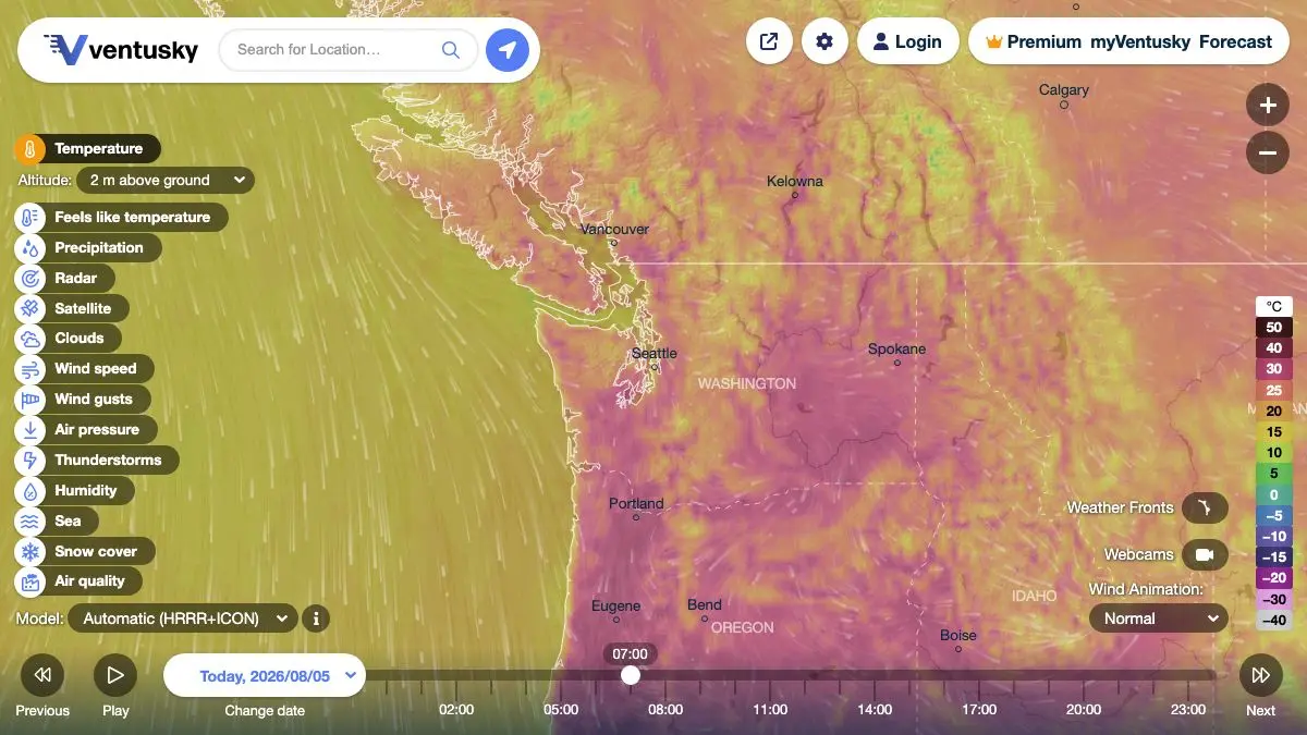 Screenshot of Ventusky