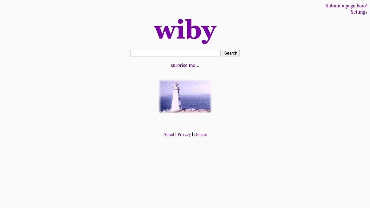 Screenshot of Wiby