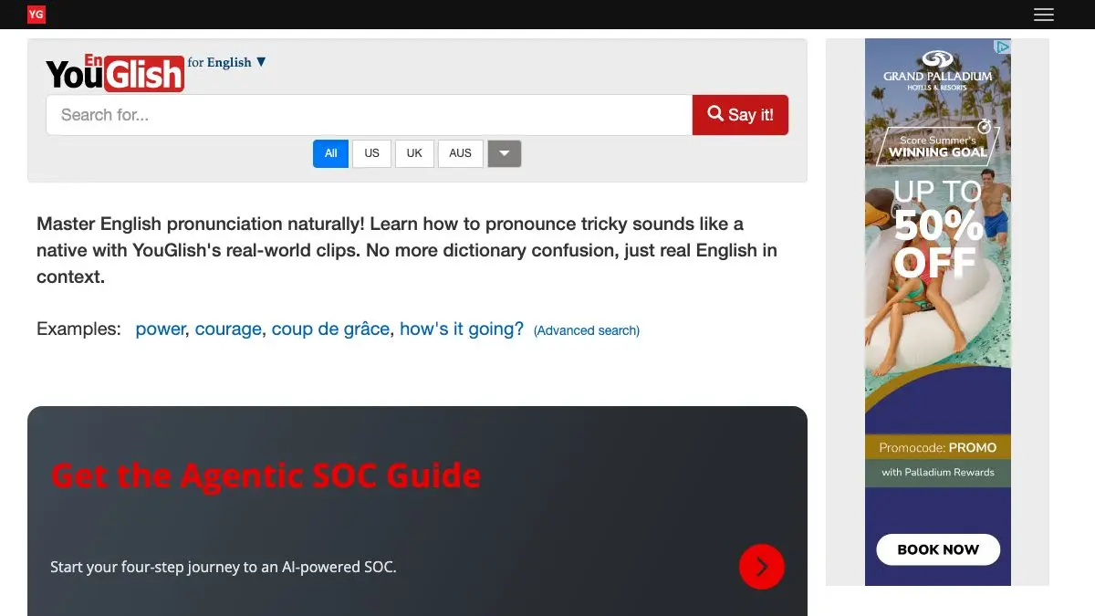 Screenshot of YouGlish